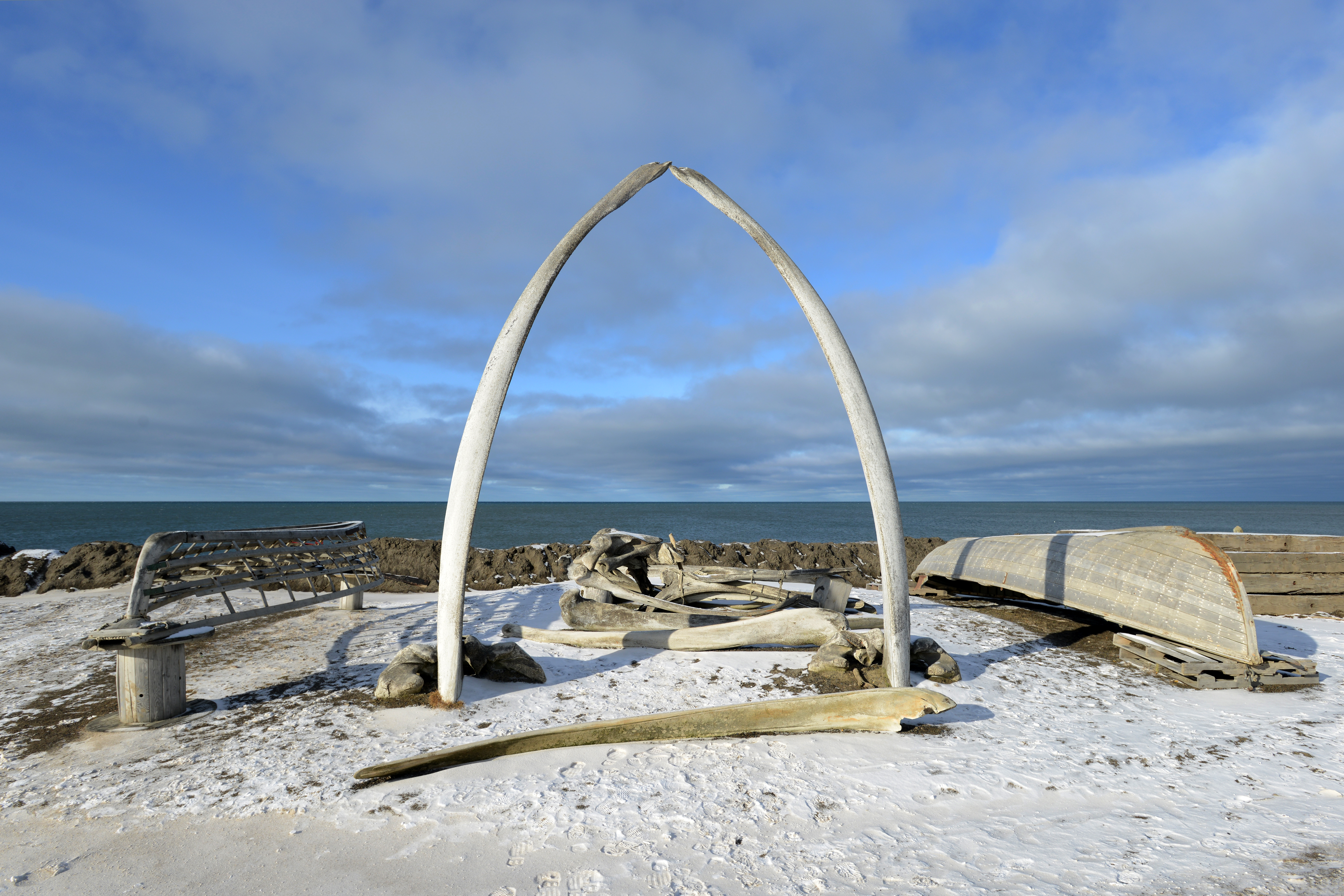 The iconic whale bone arch is photographed on Wednesday, September 23, 2015, in Barrow, which will officially be renamed Utqiaġvik on Dec. 1, 2016. (Erik Hill / Alaska Dispatch News)
