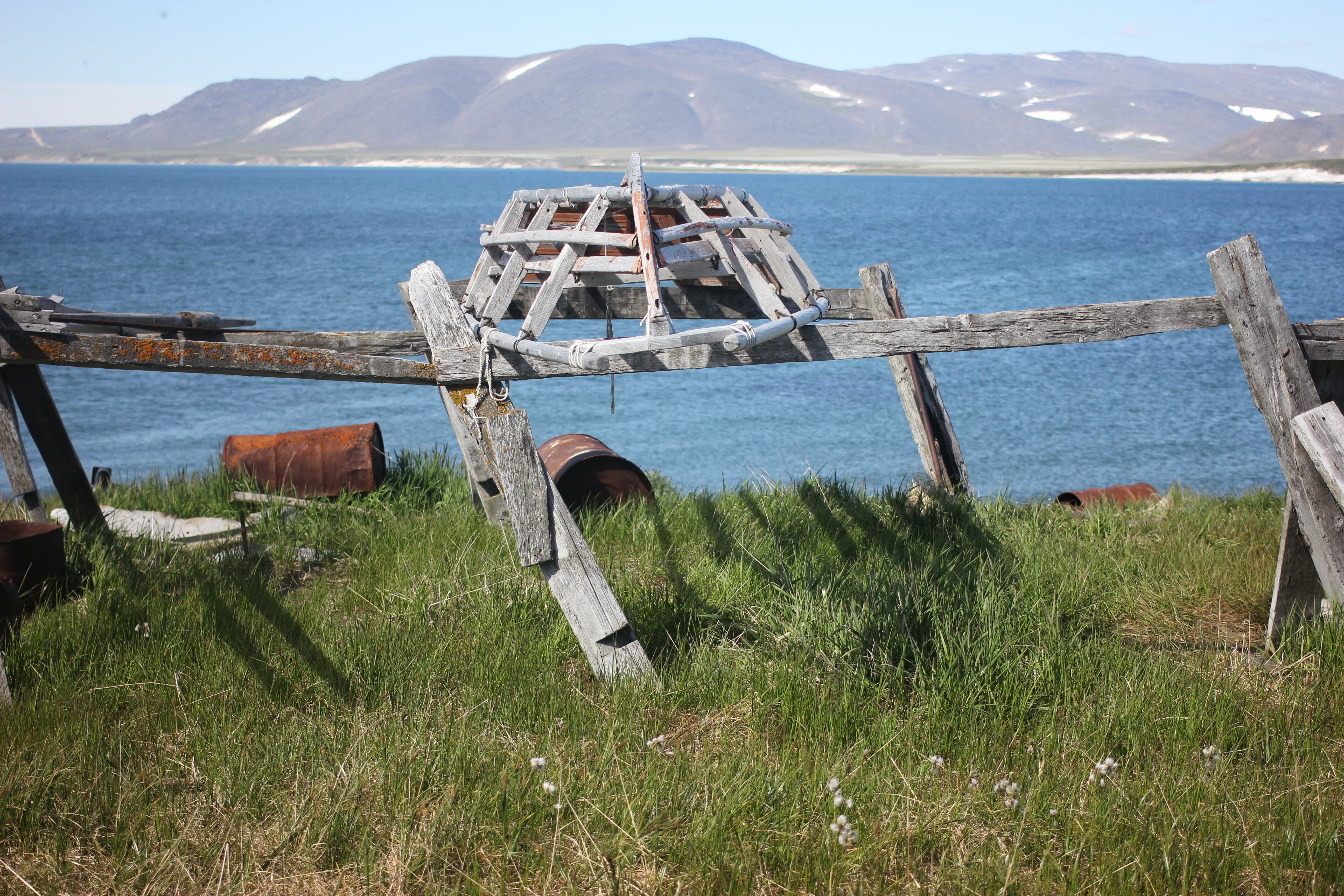 A boat frame at Akkani, Chukotka, a summertime hunting camp along the Bering Strait. The skin boats once used by native hunters here are nearly identical to those used by the people of the Diomede Islands. These days, most boats are made of aluminum.    (Kirsten Swann / Alaska Dispatch News)