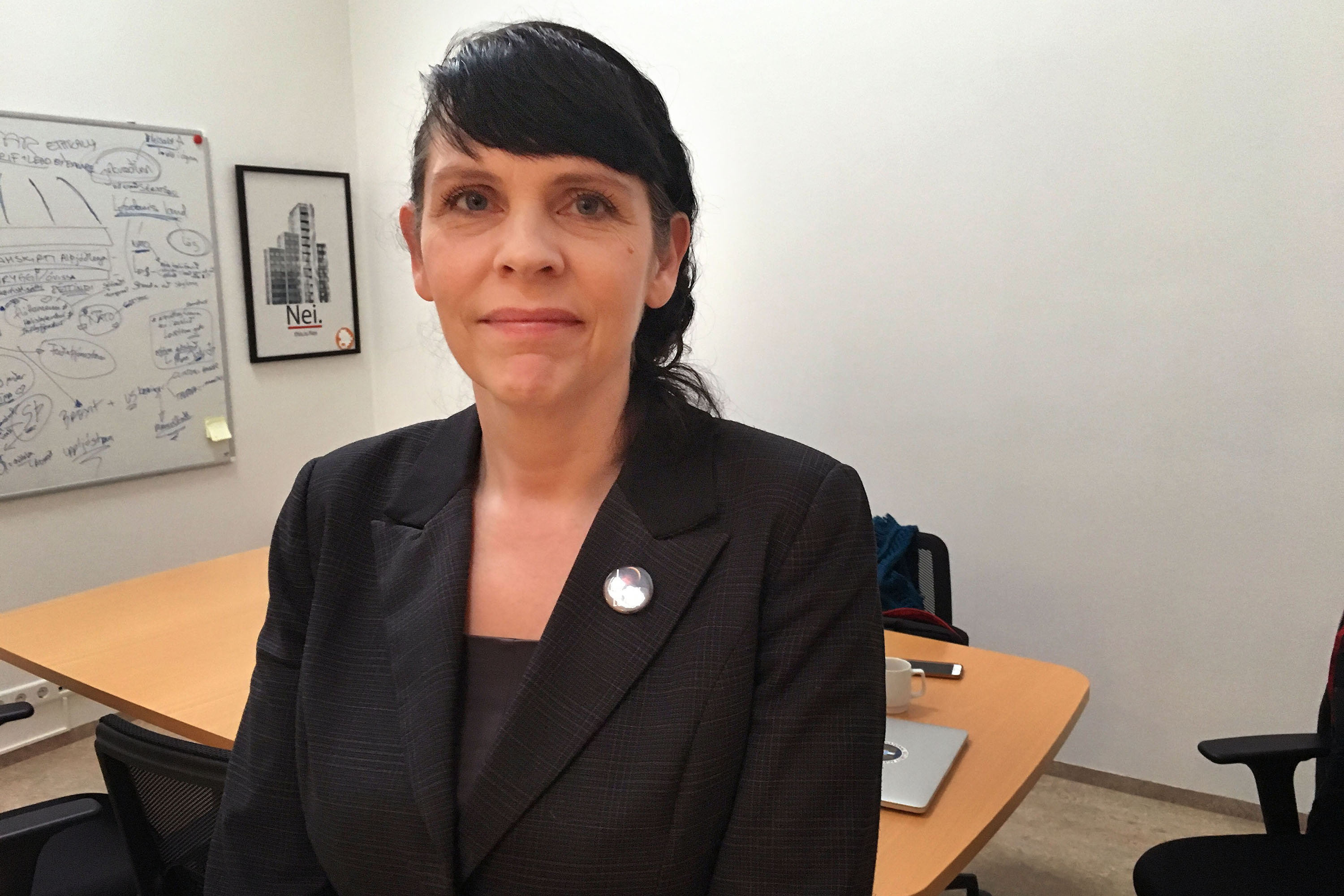 The rise of the Pirate Party- from radical fringe to focal point of Icelandic politics - has astonished even the party's founder, Birgitta Jonsdottir, seen at the party's office in Reykjavik, Iceland, on Oct. 20. (Griff Witte / Washington Post)