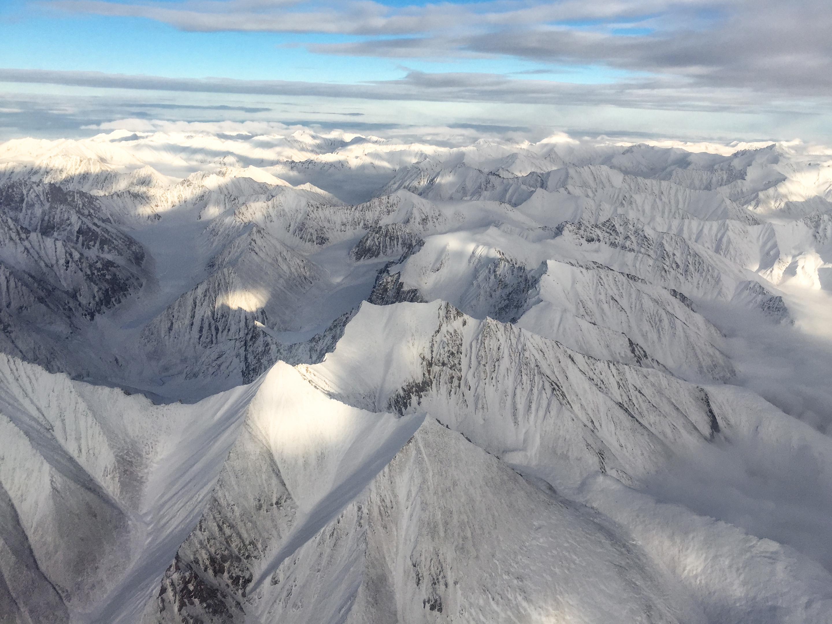 Aerial view of the Brooks Mountain Range en-route to the Northern Slope of Alaska. The Brooks Range is the northernmost mountain range in the United States and is one of Alaska's most remote and untraveled areas. (Jessica Matthews / The Washington Post)