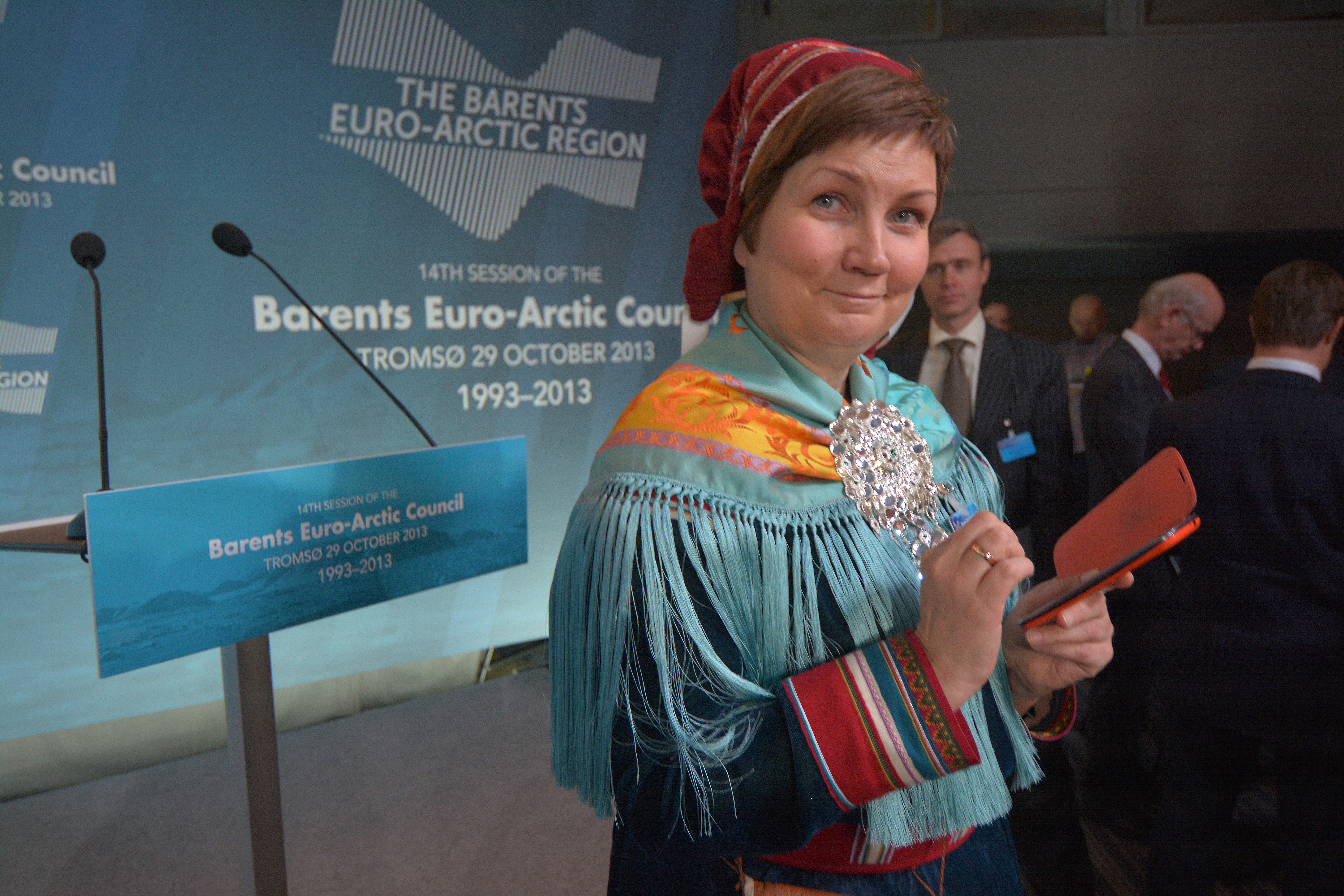 Outgoing president Aili Keskitalo at the Barents Council metting in Tromsø 2013. (Thomas Nilsen / The Independent Barents Observer)