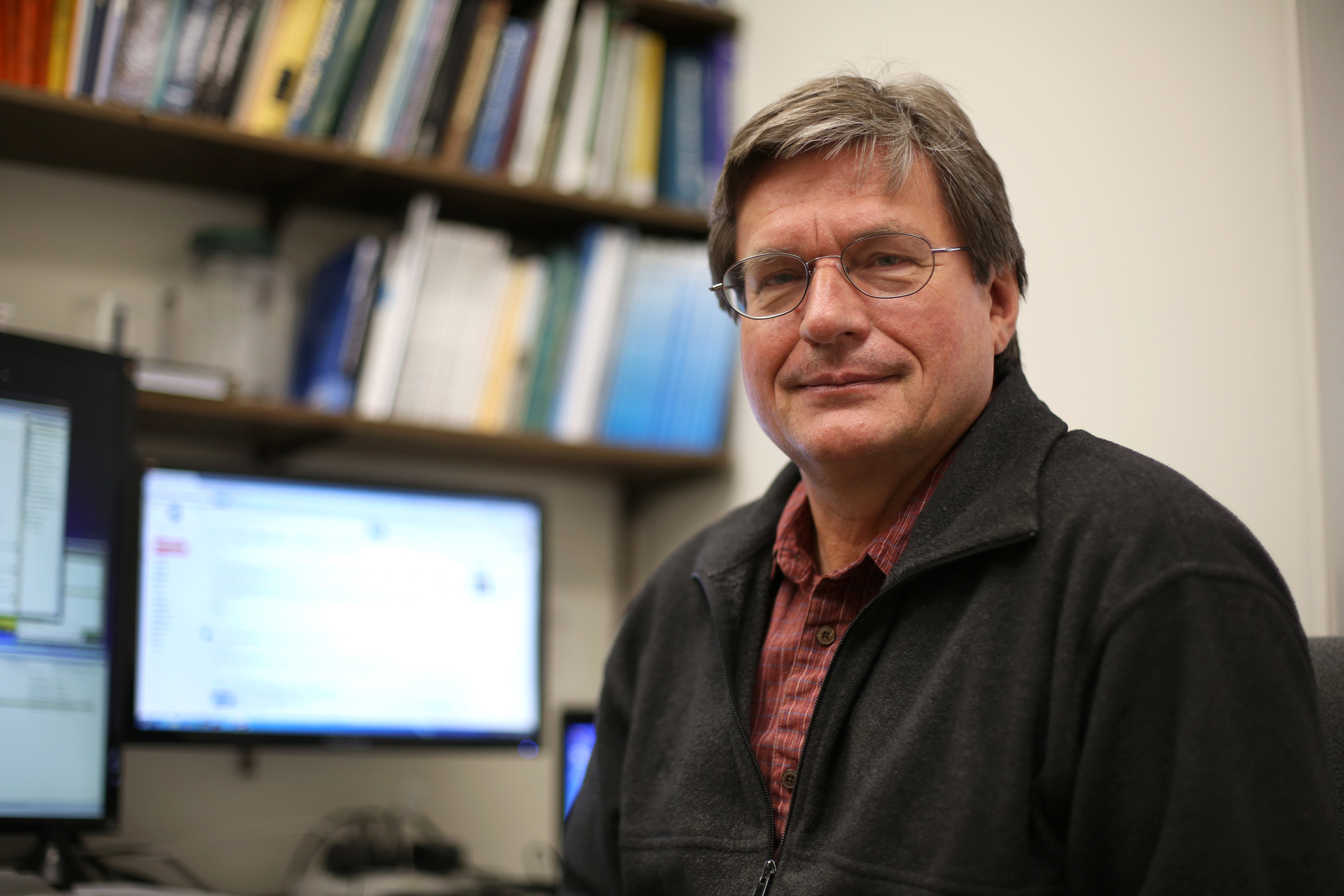 Vladimir Romanovsky in his office in the permafrost lab at the University of Alaska Fairbanks on Wednesday Aug. 19, 2015. (Shelby Lum / ADN)