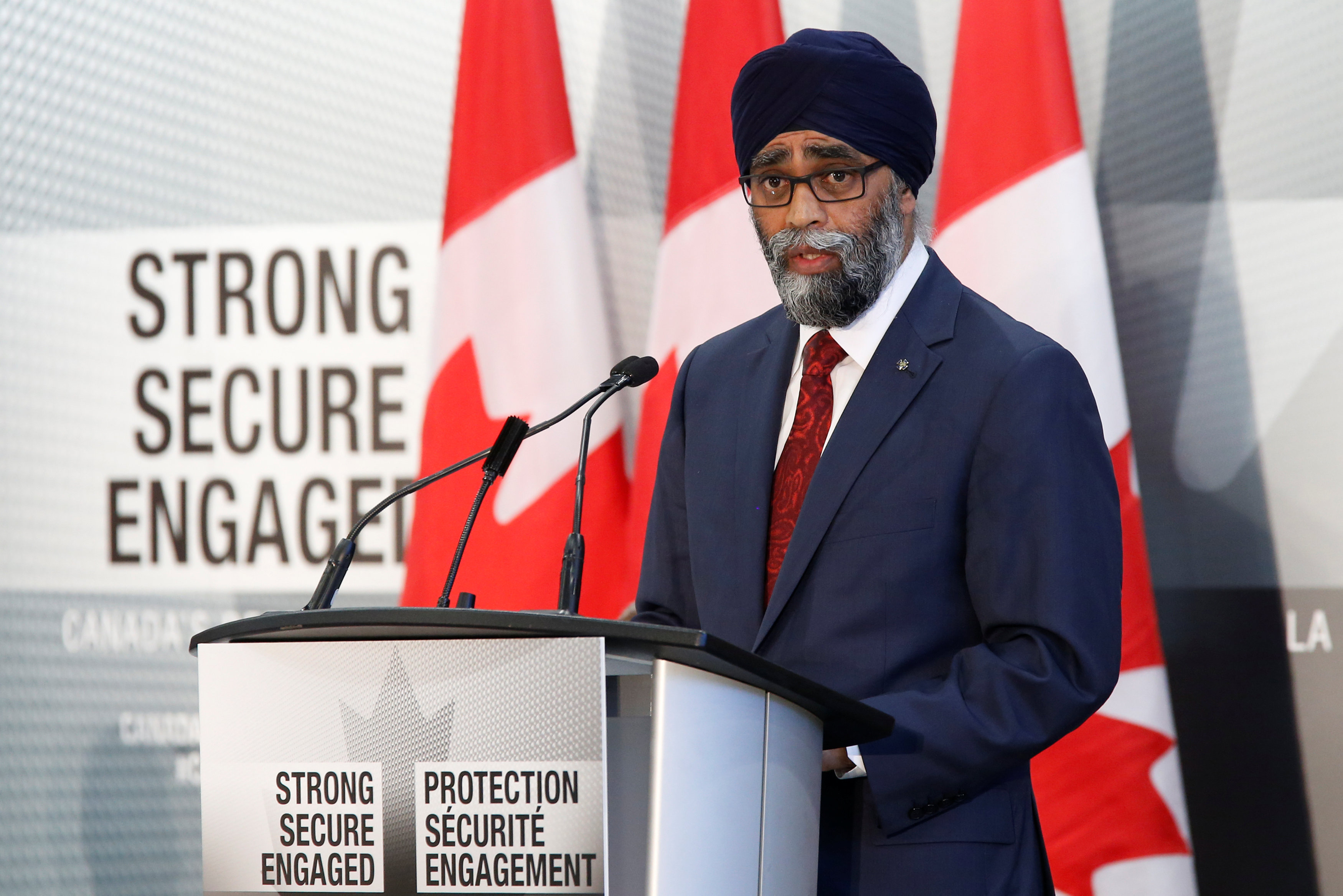 Canada's Defence Minister Harjit Sajjan speaks during a news conference announcing Canada's new defence policy in Ottawa, Ontario, Canada, June 7, 2017. (Chris Wattie /  Reuters)