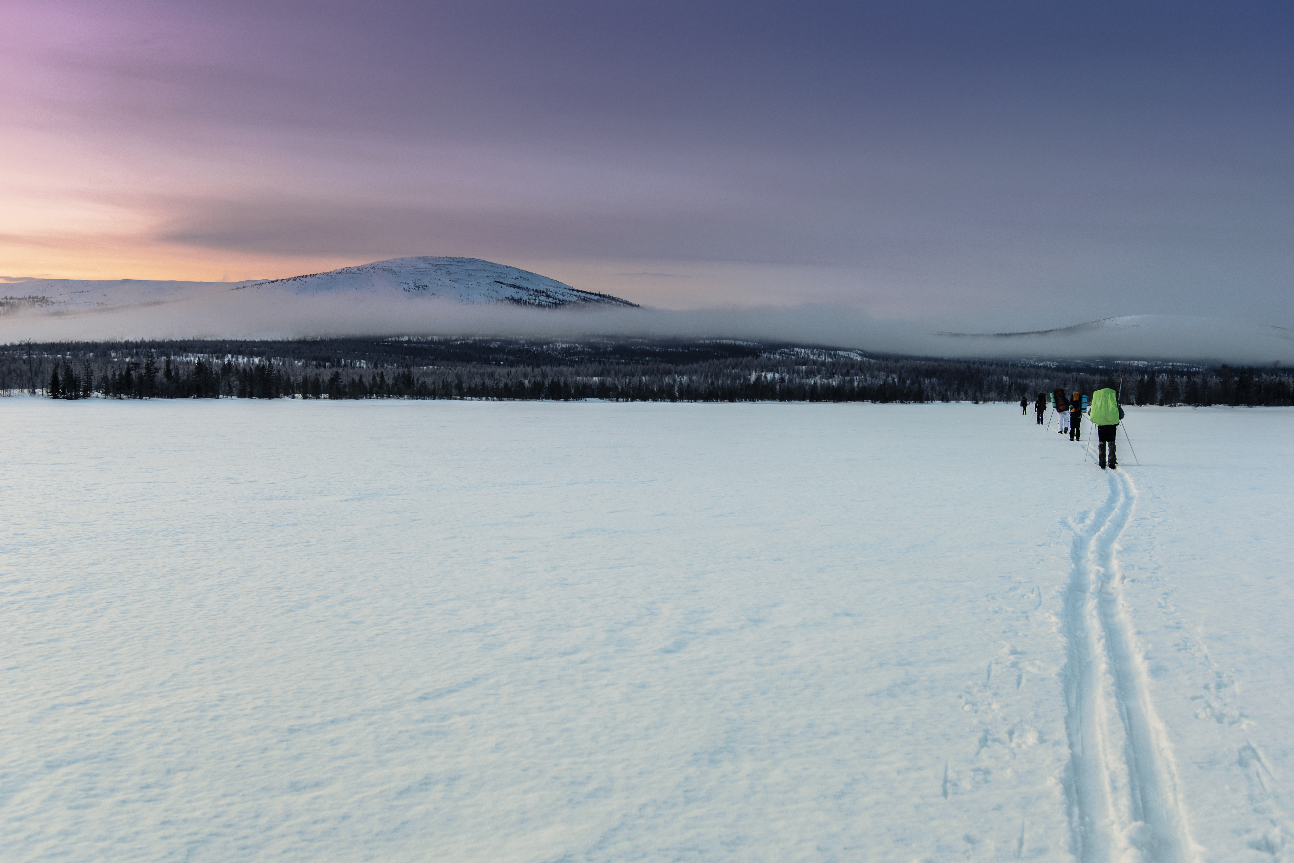 Tourists travel by ski in Russian Lapland, on the Kola Peninsula. (Getty)