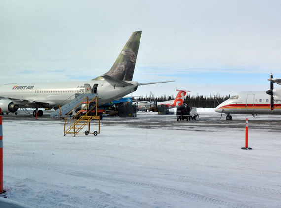 August tends to be a busy season for both air passengers and cargo destined to Nunavik; First Air said demand is even higher this year. That's delayed the shipment of food and other goods to the region's largest community. (Sarah Rogers / Nunatsiaq News)
