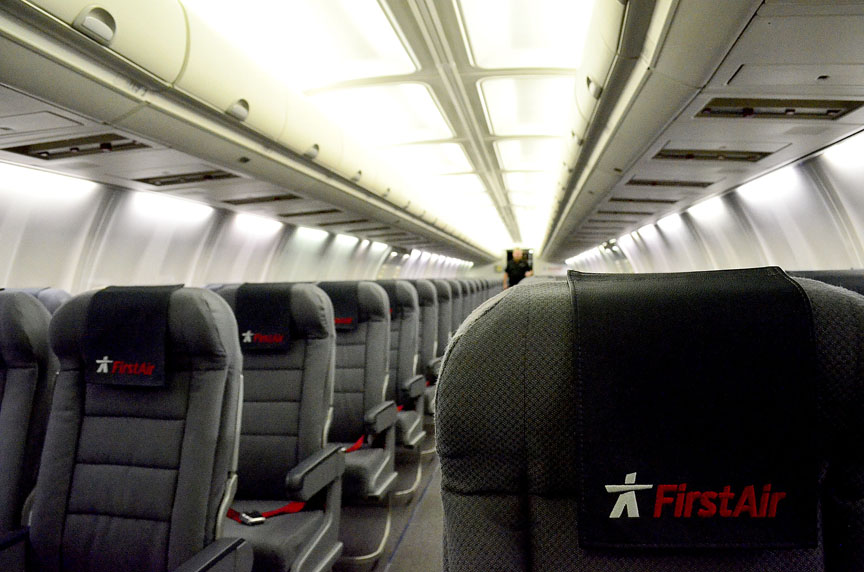 Here's a look at the redesigned interior of a First Air 737 jet. (Jim Bell Nunatsiaq News)