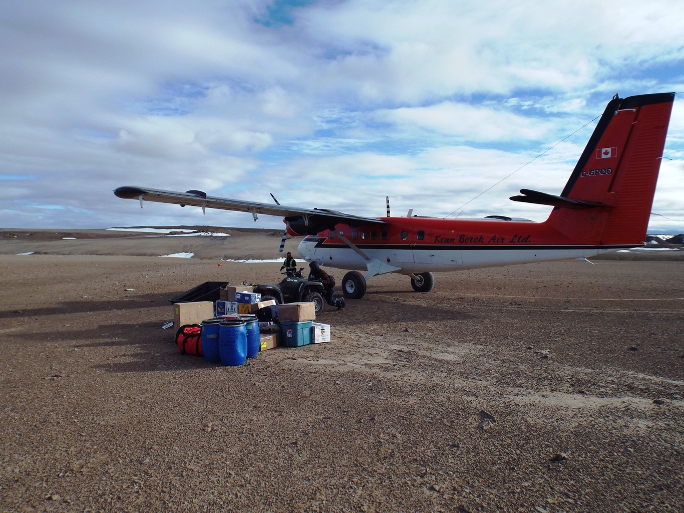 Unloading gear from the aircraft. (Jonathan Clarke)