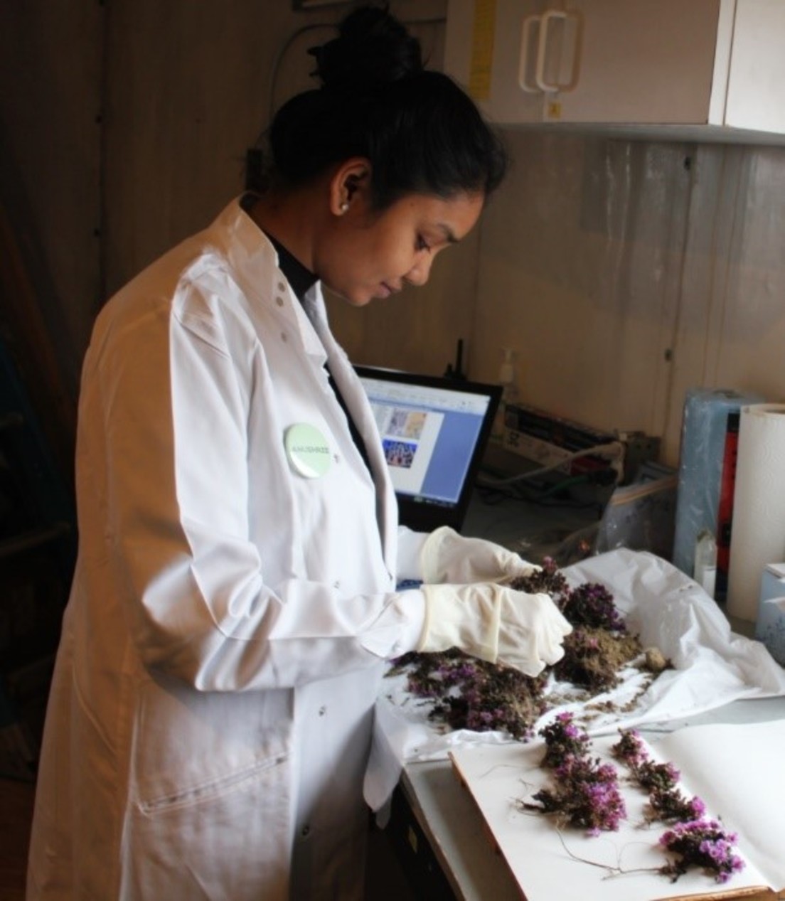 Anushree Srivastava looking at samples in the lab. (Mars Society)