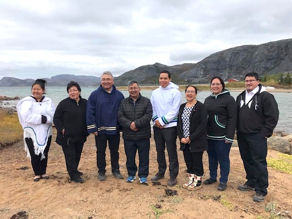 Nancy Karetak-Lindell, third from the right, the new acting chair of the Inuit Circumpolar Council, stands with other Canadian Inuit leaders last week in Nain, Nunatsiavut where Inuit Tapiriit Kanatami and the ICC held their annual general meetings. (Courtesy of ITK via Nunatsiaq News)