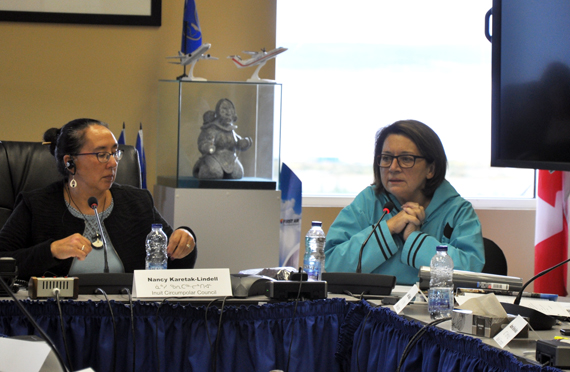 Mary Simon, special advisor on Arctic issues to Indigenous and Northern Affairs Minister Carolyn Bennett, speaks to delegates at Inuit Circumpolar Council Canada’s annual general meeting in Kuujjuaq last year. (Nunatsiaq News file photo)