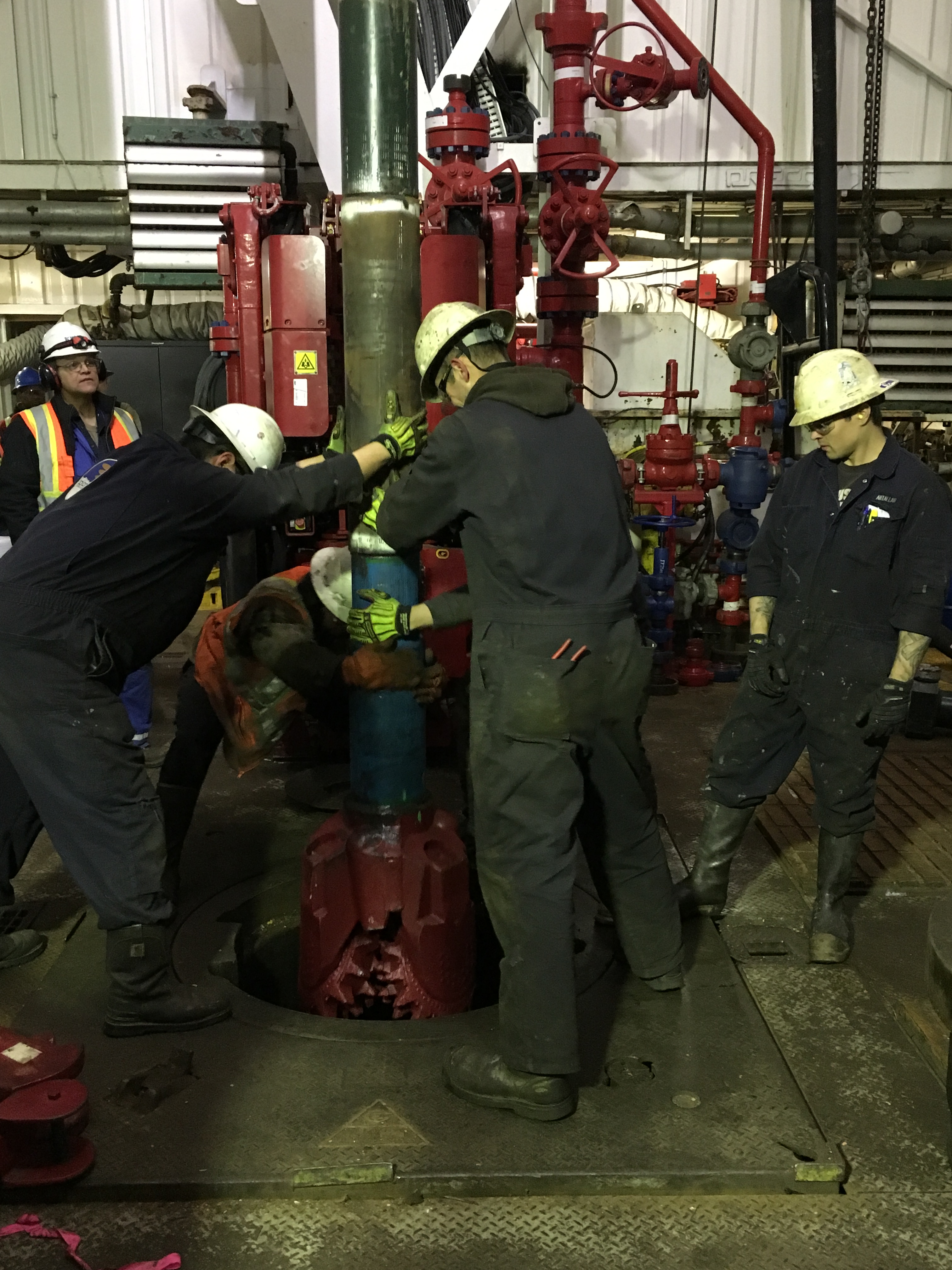 Workers operating from a manmade island prepare to spud a well into U.S. federal Arctic waters in December 2017. (BSEE)
