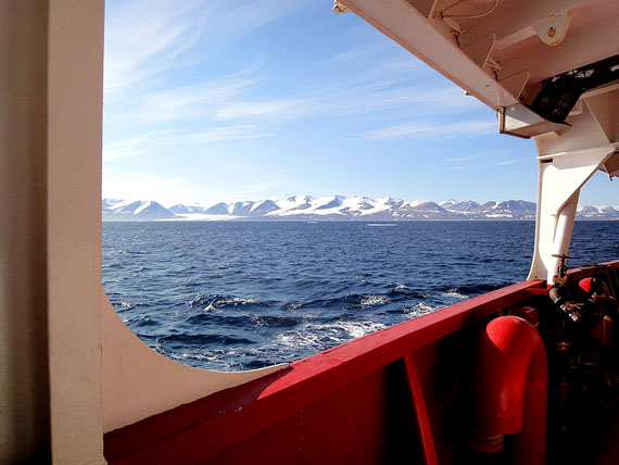 The waters of Lancaster Sound, as seen from the deck of the Coast Guard research vessel Amundsen in 2010. (Jane George / Nunatsiaq News)