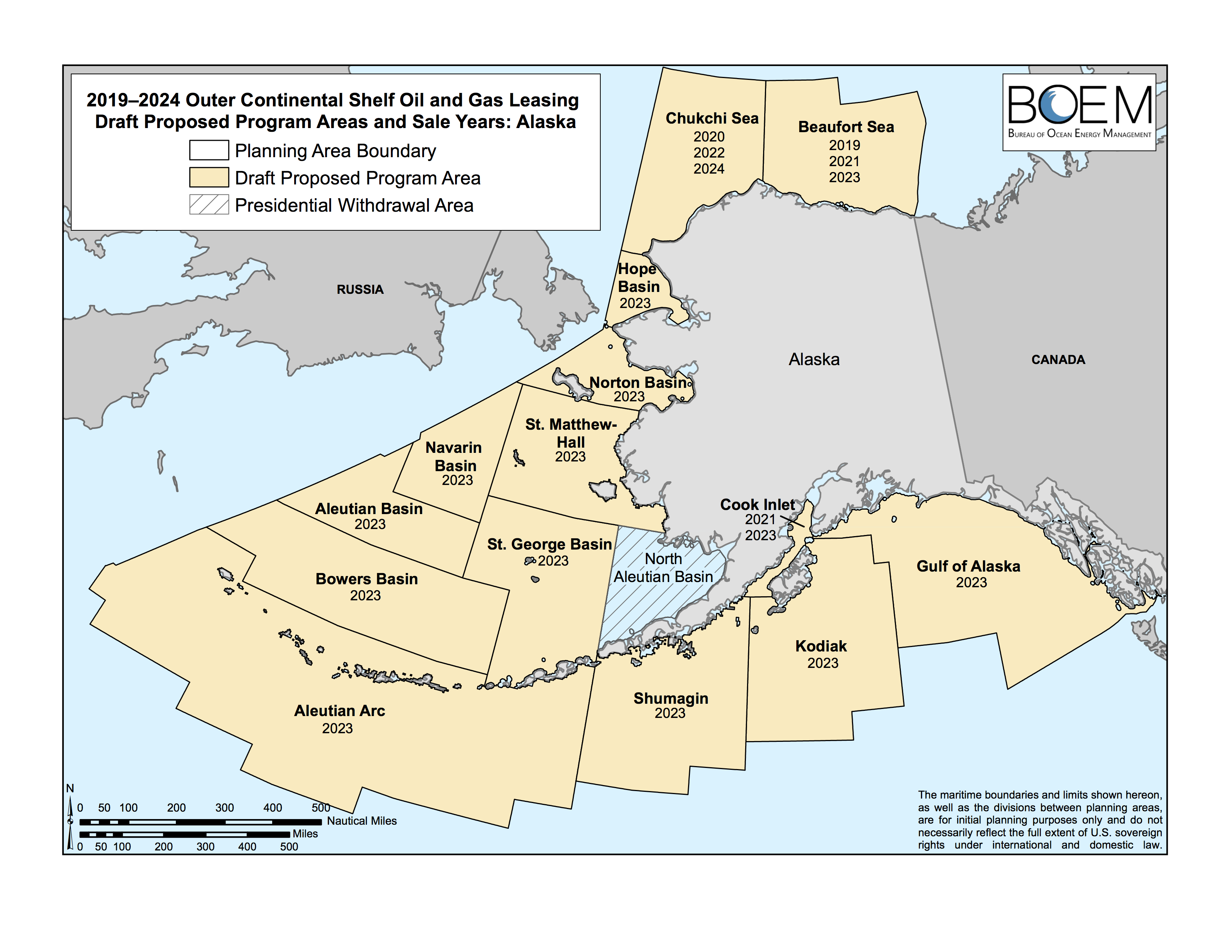 The Trump Administration's draft proposed plan seeks to hold oil and gas lease sales in nearly every Alaska basin, including some that have never had a lease sale before. (BOEM)