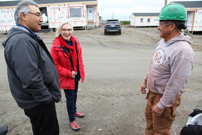Federal Minister of Crown-Indigenous Relations and Northern Affairs Carolyn Bennett, pictured here visiting Kuujjuaq in 2016, said the climate change adaptation fund is meant to support traditional knowledge in Indigenous communities. (Nunatsiaq News file photo)