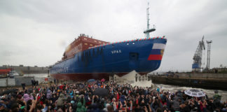Russia launches the another ship in its powerful new series of nuclear icebreakers