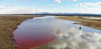 River water in Norilsk is still red from diesel fuel, two years after spill, says activist