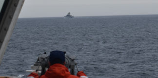 A U.S. Coast Guard ship unexpectedly encountered Chinese and Russian warships off Alaska